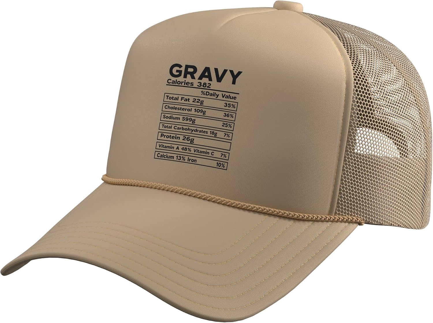 Gravy Nutrition Label Funny Parody Design Trucker Hat with Adjustable Mesh Back