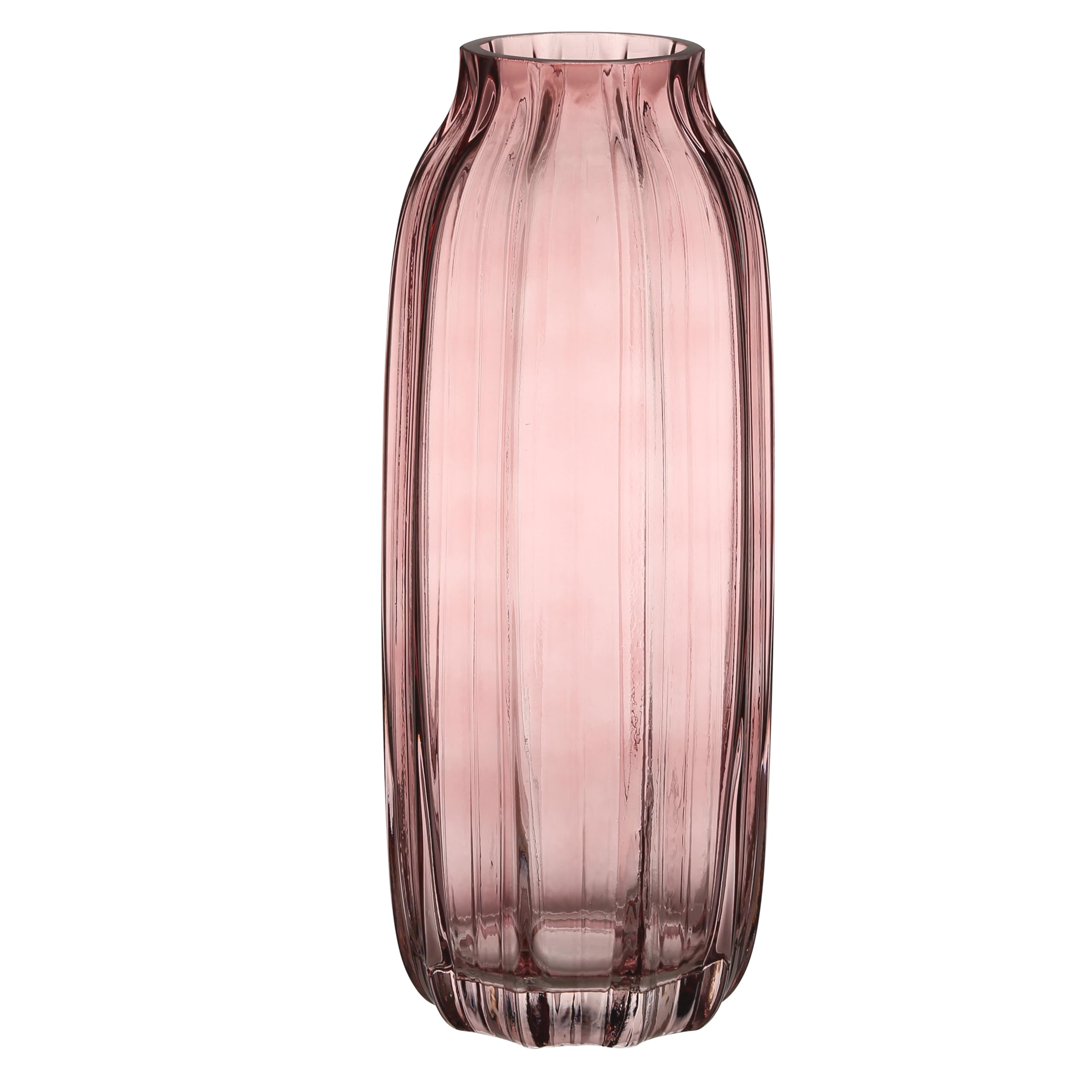 JAKY Global Large Pink Vase Glass Flower Vase H-32cm Tall Glass Vases for Flowers Elegant Home Living Room Decor,Table Centerpiece for Farmhouse and Office(Pink 32cm)