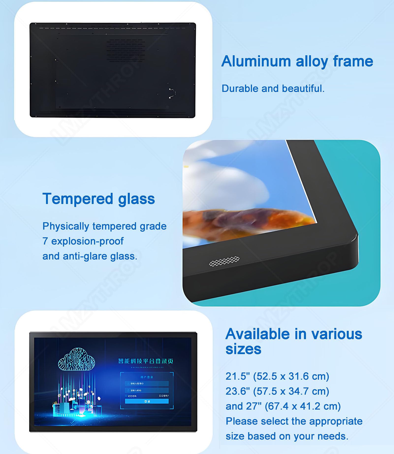 Pantallas LED Publicidad,Exhibición Nuevos Contenidos,Publicación Remota/USB,Pared/Empotrado,Horizontal/Vertical,Menú LED para Restaurante para Reproducir Videos/Imágenes 27"