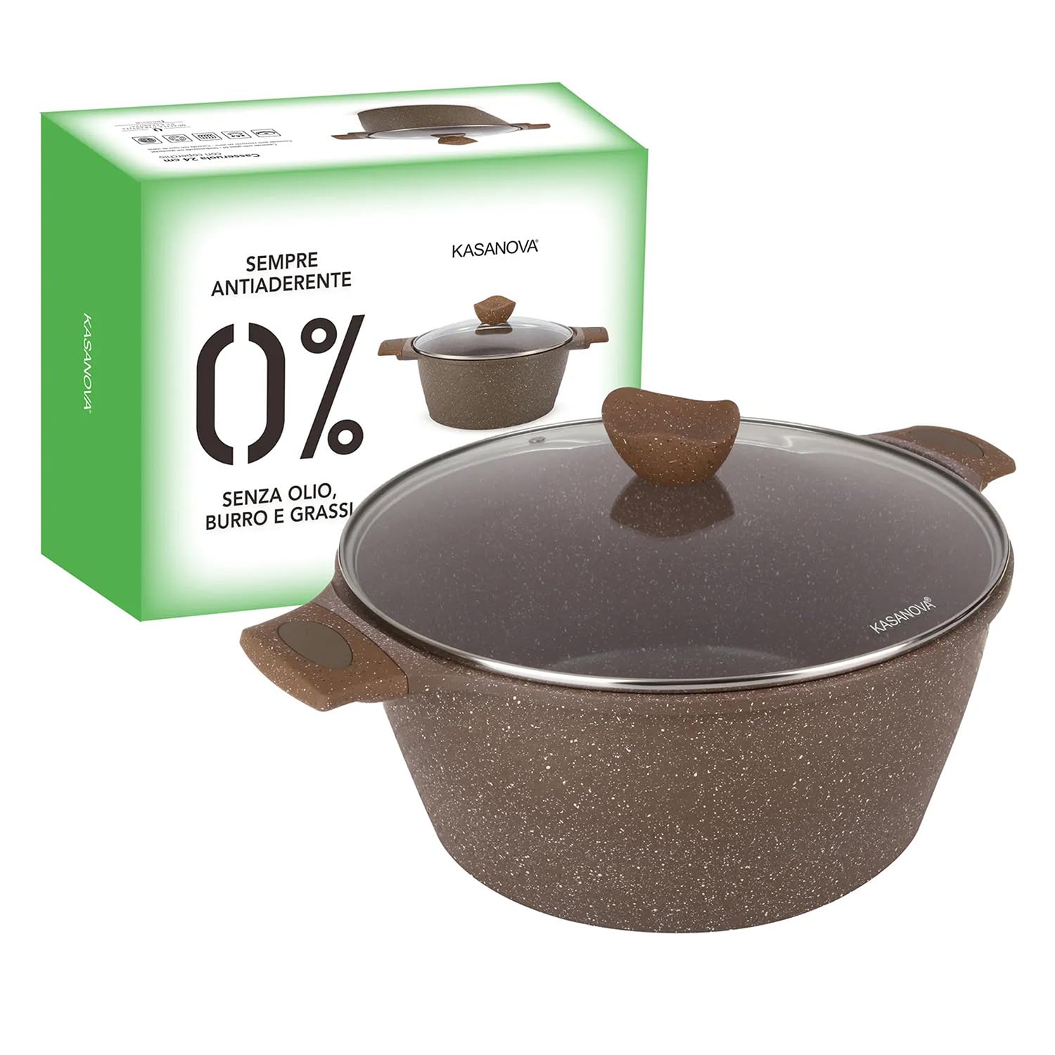 Casseruola 32 cm antiaderente 0 grassi con coperchio