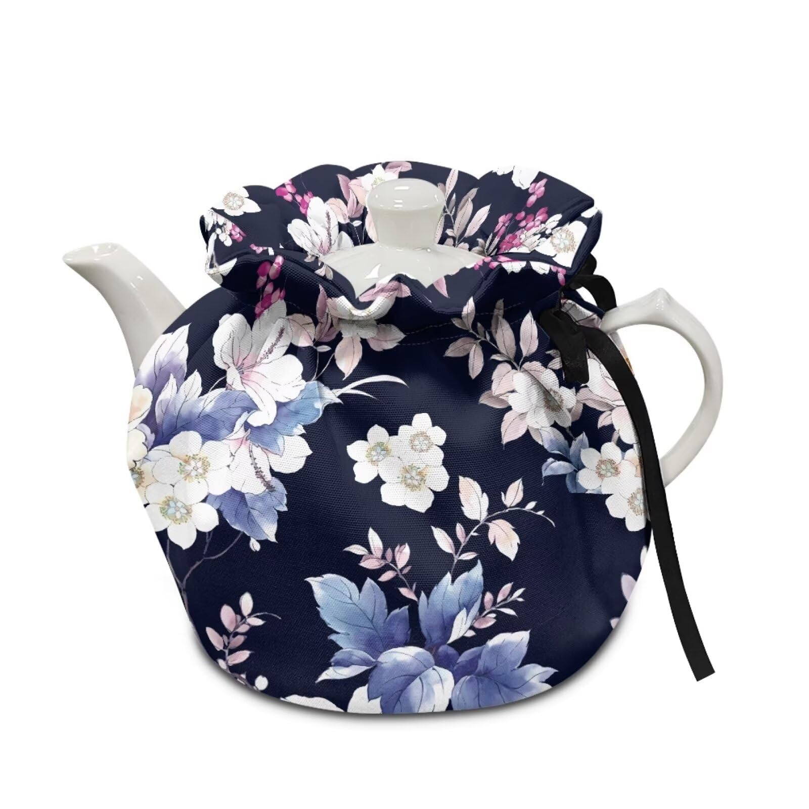 Rustic Flowers Soft Fabric Tea Cosy Scratches-Proof Creative Kitchen Tea Pot Cover Insulation and Keep Warm Stain Resistant Teapot Cozies for Housewife, Friend, Mom