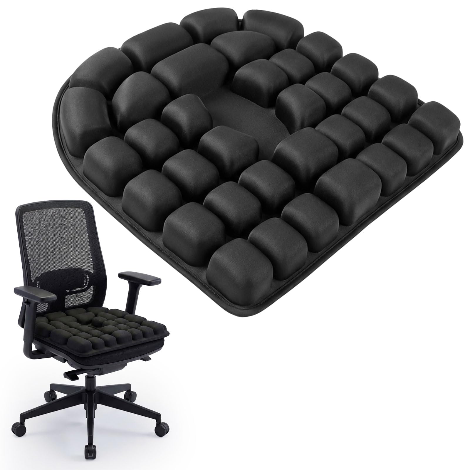 45 x 40 cm Cojín de asiento antidecúbito, ortopédico, ergonómico, inflable, para alivio del coxis durante mucho tiempo, para coche, oficina, hogar, silla de ruedas y silla