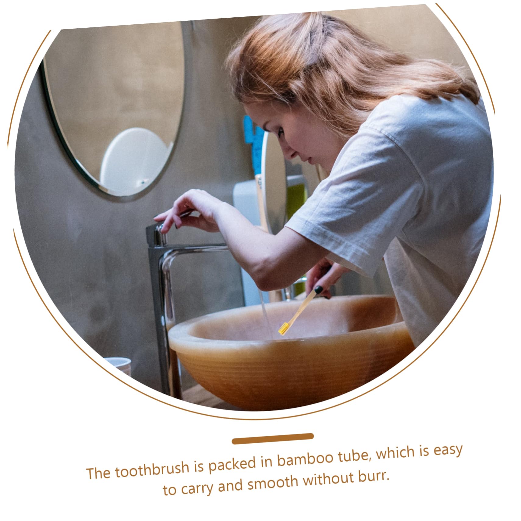 SHERCHPRY Spazzolino Denti in Bambù Custodia Conservazione Spazzolino Denti Usa e Getta Impugnatura Ergonomica in Bambù Naturale
