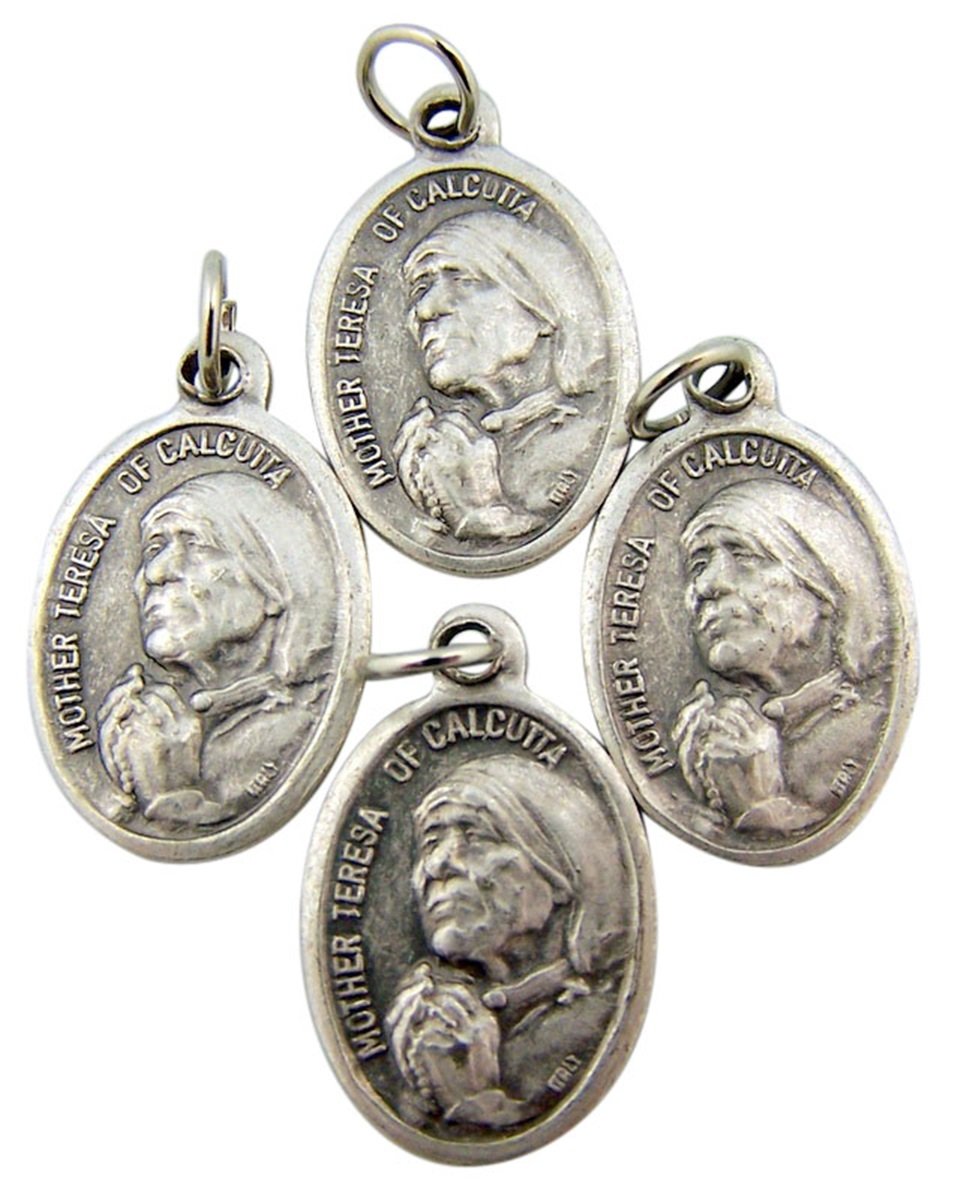 Bulk Lot of 4 Blessed Mother Teresa of Calcuta 1 Inch Silver Tone Medal Pendant-image-30