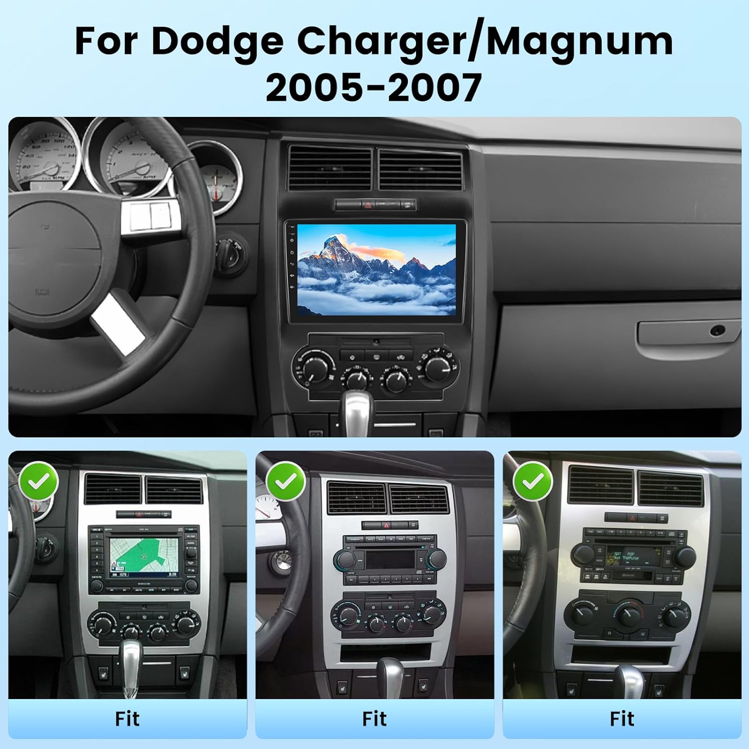 [2+64G] for Dodge Charger and for Dodge Magnum 2005-2007 Android Radio with DSP - 9 inch Touchscreen Car Radio - Wireless Carplay and Android Auto, Mirror Link, WiFi, GPS, SWC + Canbus + Backup Camera