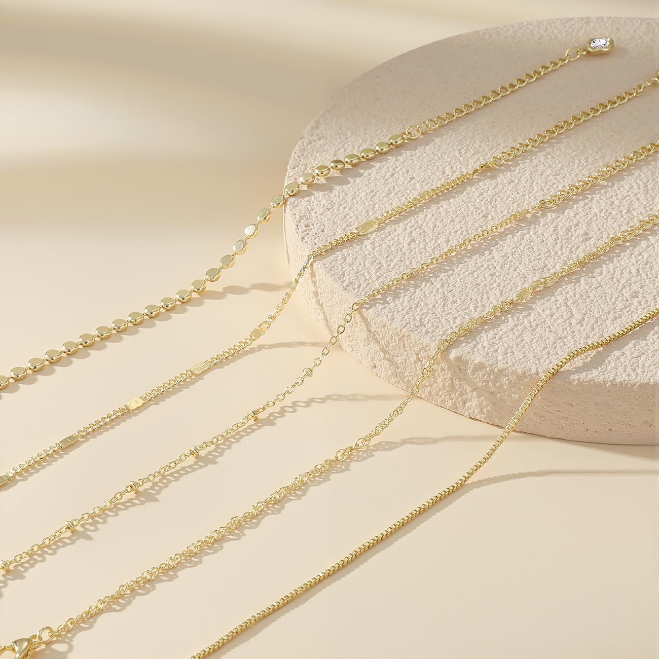 Emibele Gold Bracelets for Women, Dainty Adjustable 14K Gold Plated Bracelet Stack, Elegant Beaded Link Chain Bracelet Sets, Jewelry Gifts for Women - Image 6