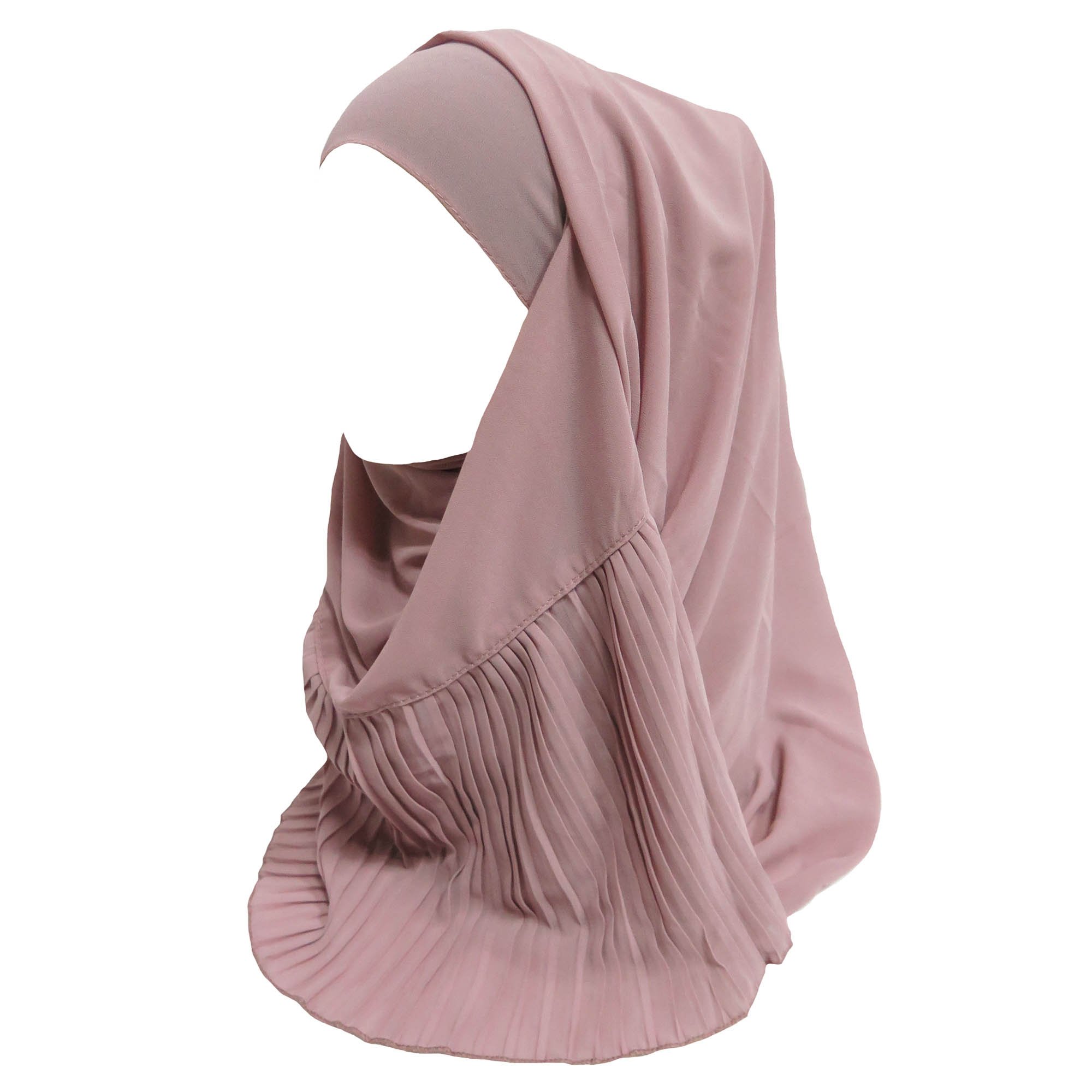 Lina & Lily Pleated Chiffon Muslim Hijab Head Scarf (Dusty Pink)