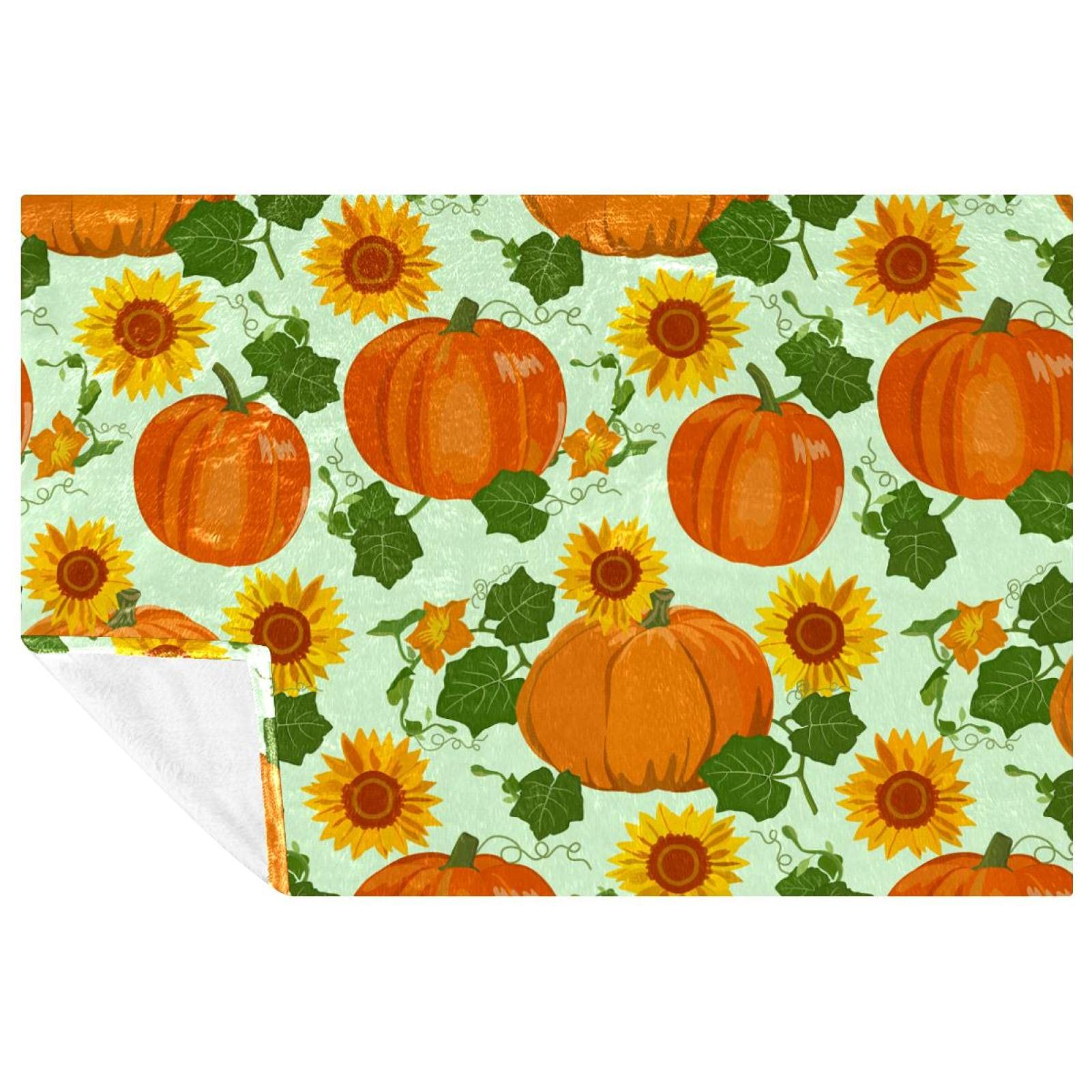 Couverture chaude et moelleuse 150x100 cm motif citrouille isolant