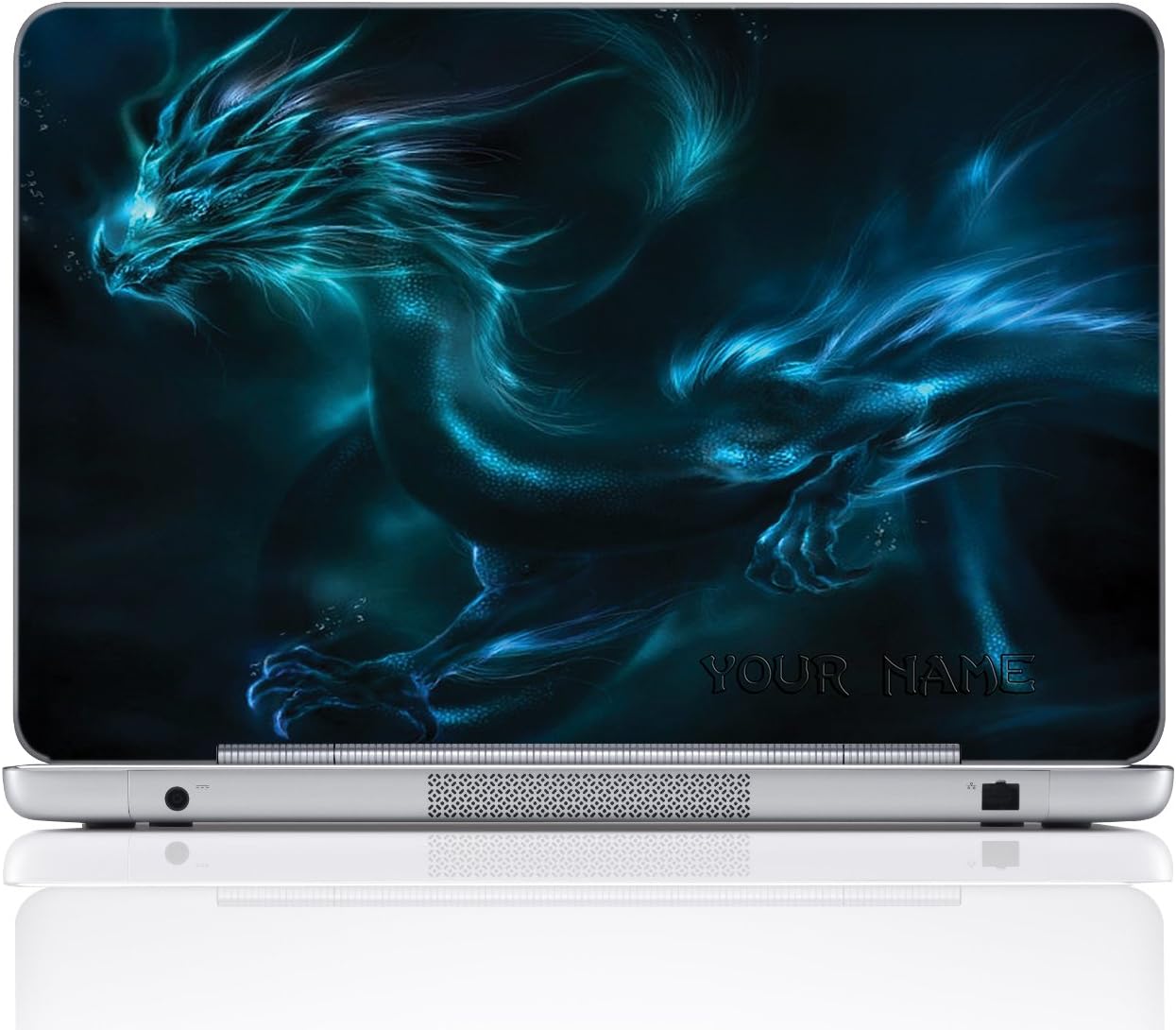 Custom Design Personalized Laptop Skin Sticker Cover Art Decal, Customize Size & Text (Any Size, Blue Dragon)
