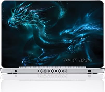 Custom Design Personalized Laptop Skin Sticker Cover Art Decal, Customize Size & Text 12 Inch, Blue Dragon