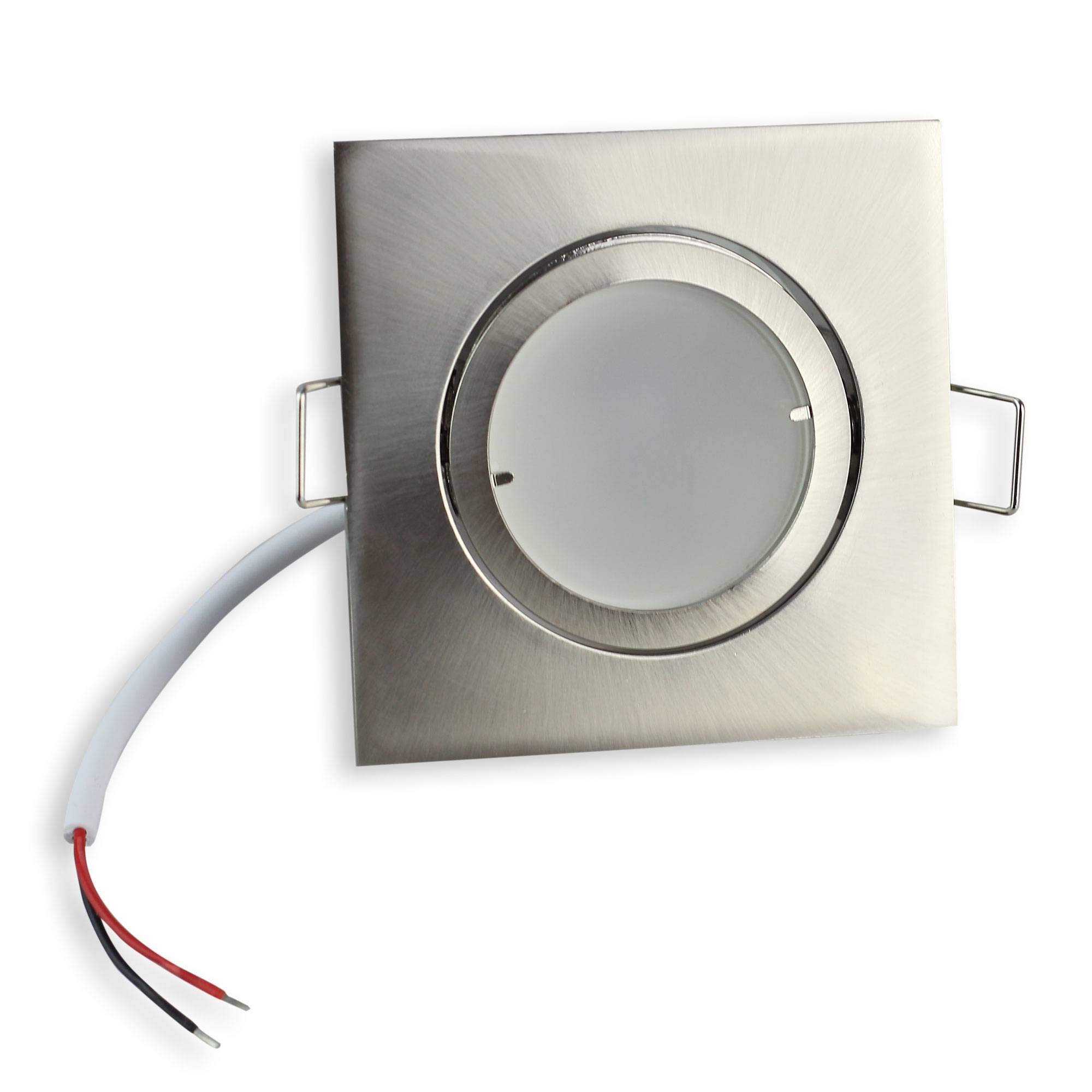 10x Einbaustrahler Rahmen Set eckig - silber schwenkbar flach aus Aluminium– Einbaurahmen für GU10 MR16 Leuchtmittel - Ø60-68mm Bohrloch Einbau-Spot Strahler Einbauleuchte