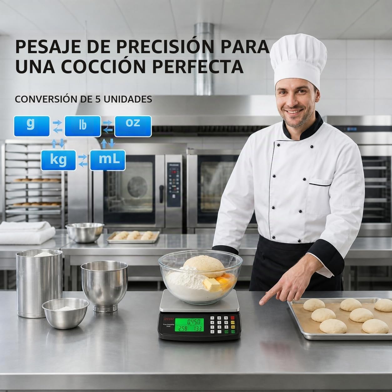 Báscula Digital Cocina 30kg Alimentos Comercial Conteo Tara | Báscula de alta precisión para panadería, carne y envíos con función tara, conteo y diseño resistente