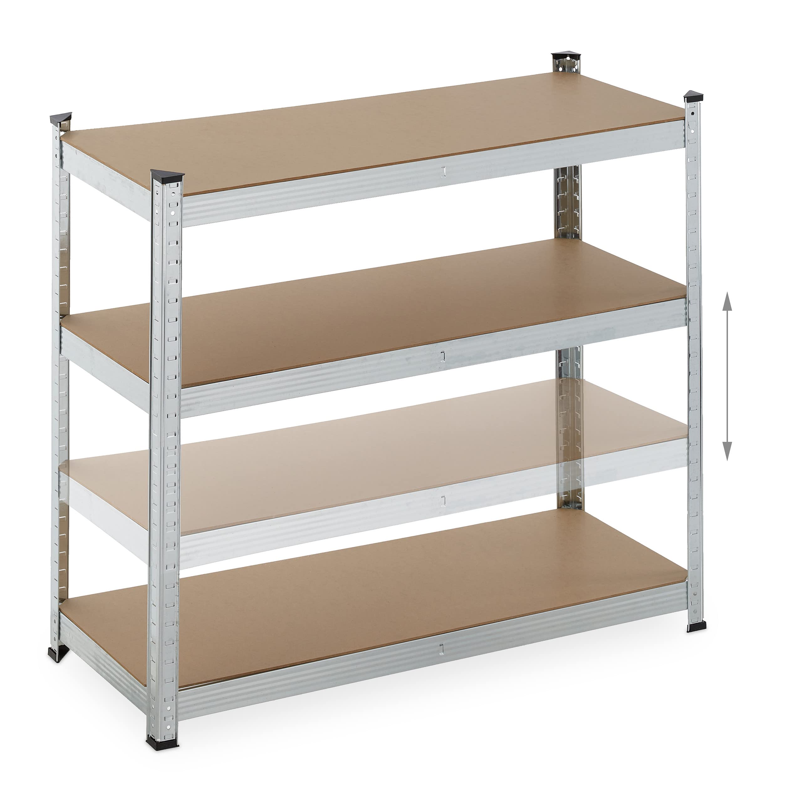 Relaxdays Scaffale in Acciaio, HLP 180 x 100 x 40 cm, 5 Ripiani ad Alta Portata 500 kg, per Garage e Cantina, Argentato