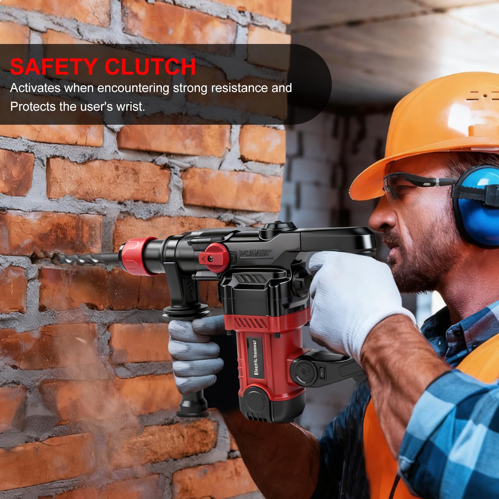 Martello Demolitore SDS-Plus 1300W, 6J Martello Perforatore con 6 velocità 4000RPM, SDS Plus Mandrino Autoserrante, Trapano elettrico 4 in 1 per professionisti e appassionati del fai da te