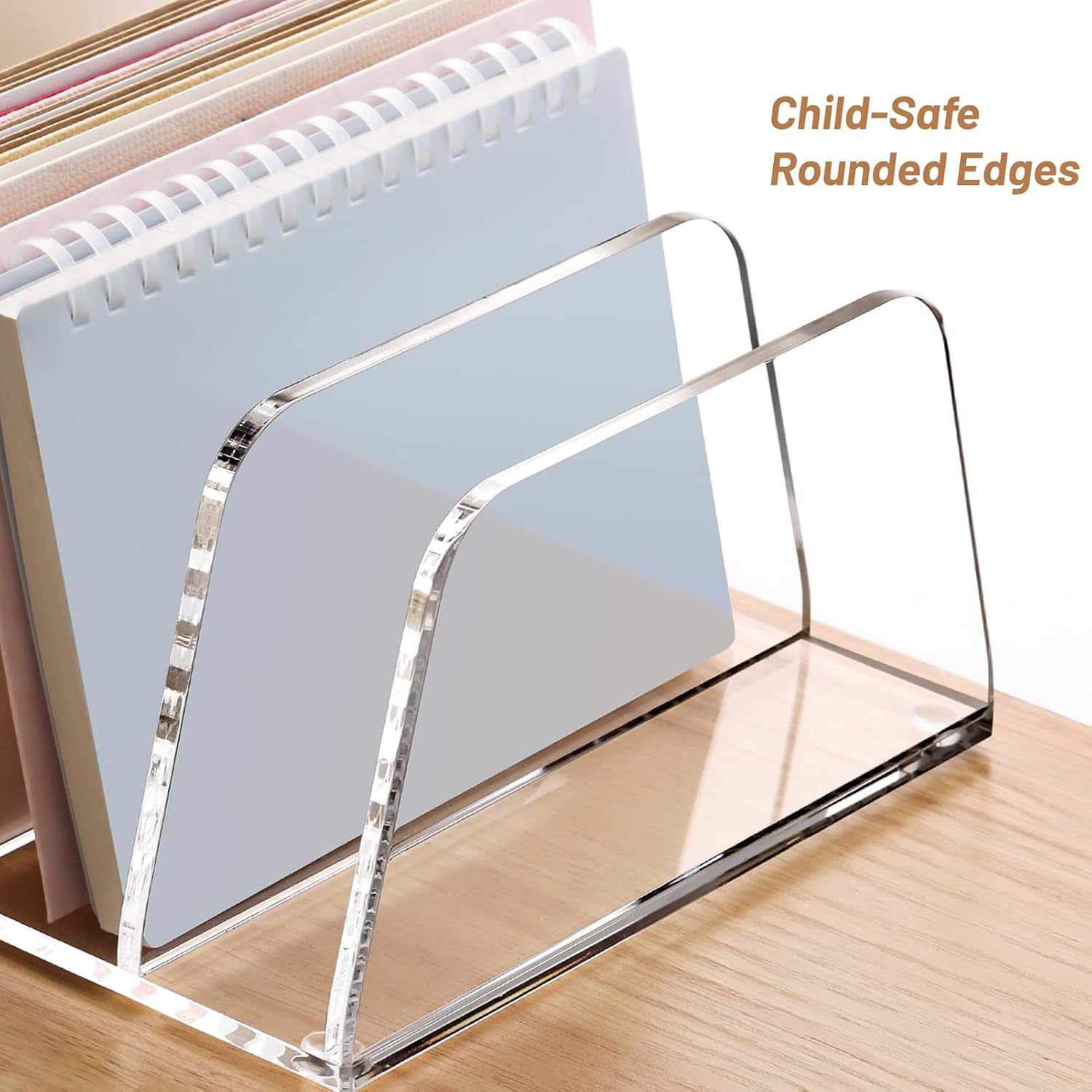 YUXUN Acrylic Mail Organizer for Desk, 2 Compartments image 3