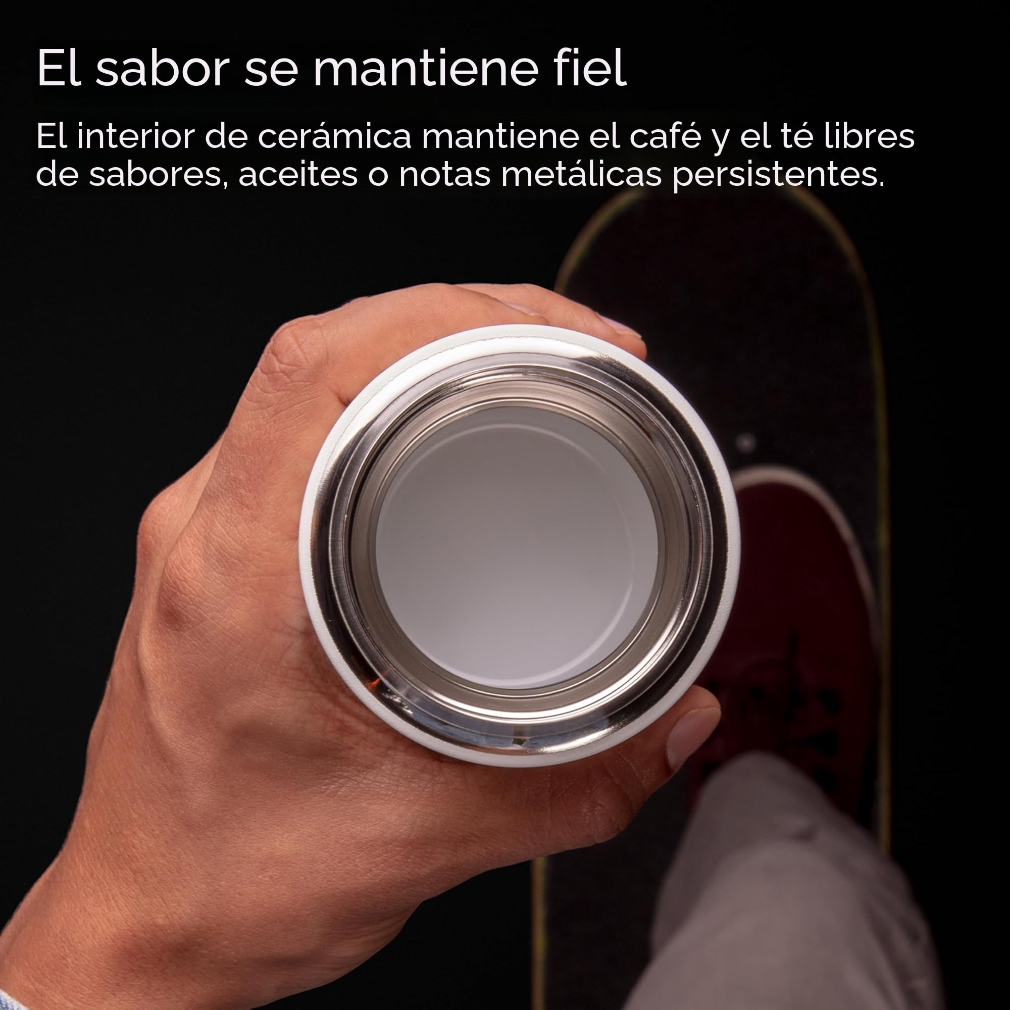 Fellow Carter Move - Taza de café de 473,18 ml de viaje con tapa deslizante a prueba de fugas, vaso de café a prueba de fugas con interior de cerámica y acero inoxidable aislado al vacío, azul Stone