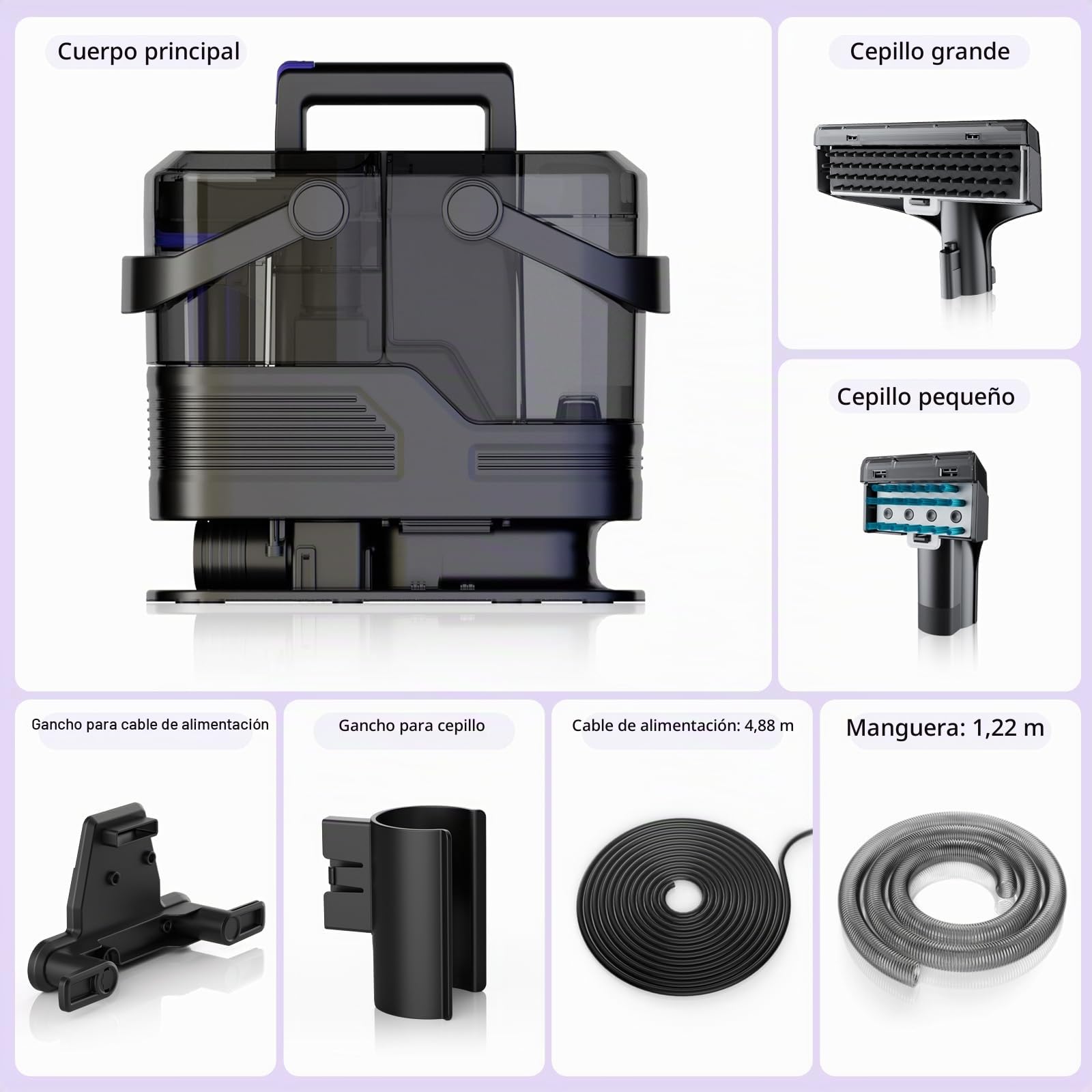 Máquina de limpieza de alfombras portátil, 20Kpa potente succión Spot Cleaner máquina, máquina de limpieza de tapicería con mango para manchas de mascotas, hogar, sofá (Versión de agua fría)
