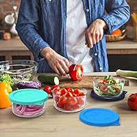 Vista 6 de Sophico 2 Cup Round Silicone Storage Cover Lids Replacement for Pyrex 7200-PC and Anchor Hocking Glass Bowls (Container not Included) (MIX-6pack)