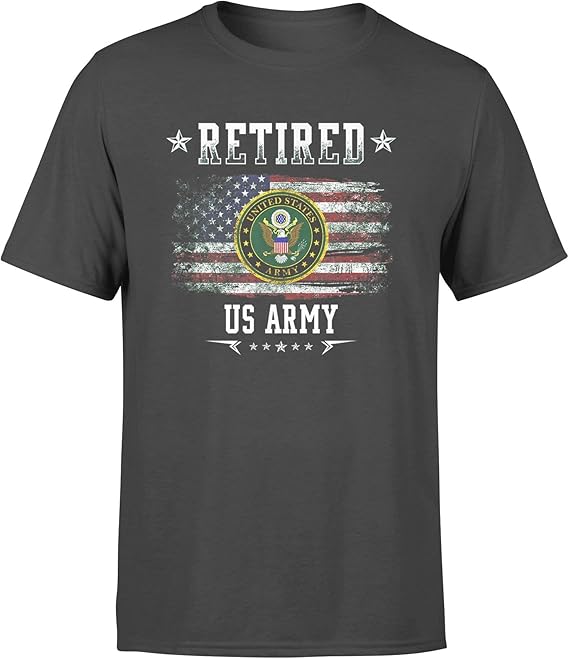AMIROSSI Retired US Army Military Retirement American Flag Standard T