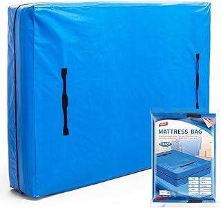 TAILI マットレスバッグ 引越し 収納 移動用195×144×38CM シングル セミダブルサイズのベッドマットレスカバー 引越し収納袋 折り畳み 丈夫なハンドルに付き 防水シート家庭用 移動用 保管用 梱包保護カバー 繰り返し使用 1枚 ブルー