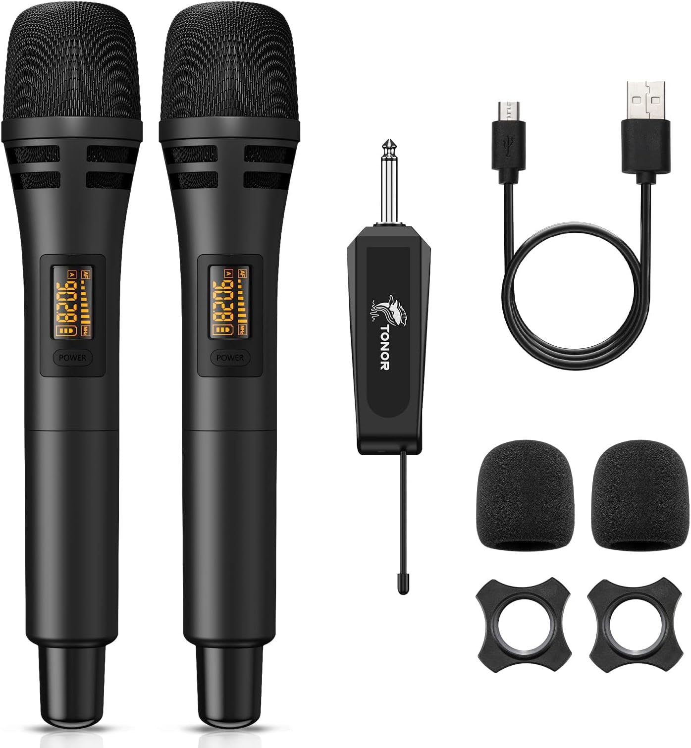 Amazon.com: Riworal Wireless Microphone System UHF Dual Cordless ...