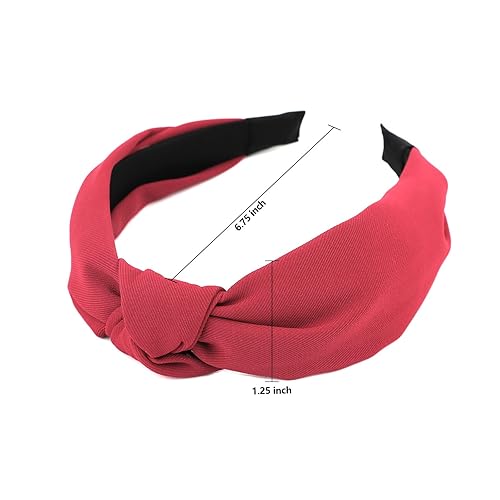 Miniatura 5 de YISSION 4 diademas anudadas para mujeres y niñas, bandas anchas antideslizantes para la cabeza, bandas para la cabeza de moda, diadema con nudo