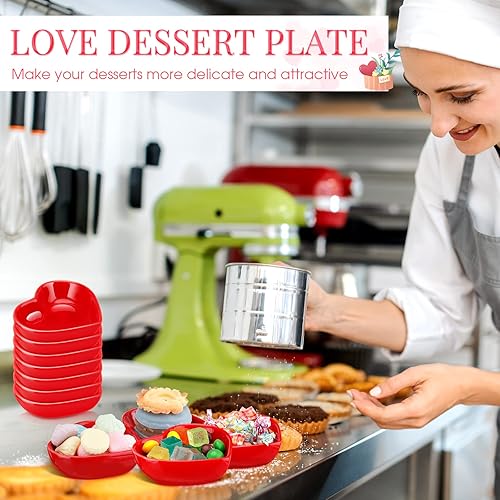 Miniatura 7 de Zopeal 16 unidades de regalos para el día de la madre para mamá, platos de cerámica en forma de corazón, platos de cerámica con salsa de amor roja,