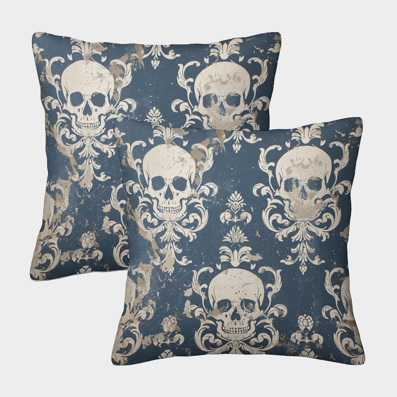 kaiyun 2 Pack Skull Pillow Case Home Decoration Sofa Cushion Cover 50x50cm