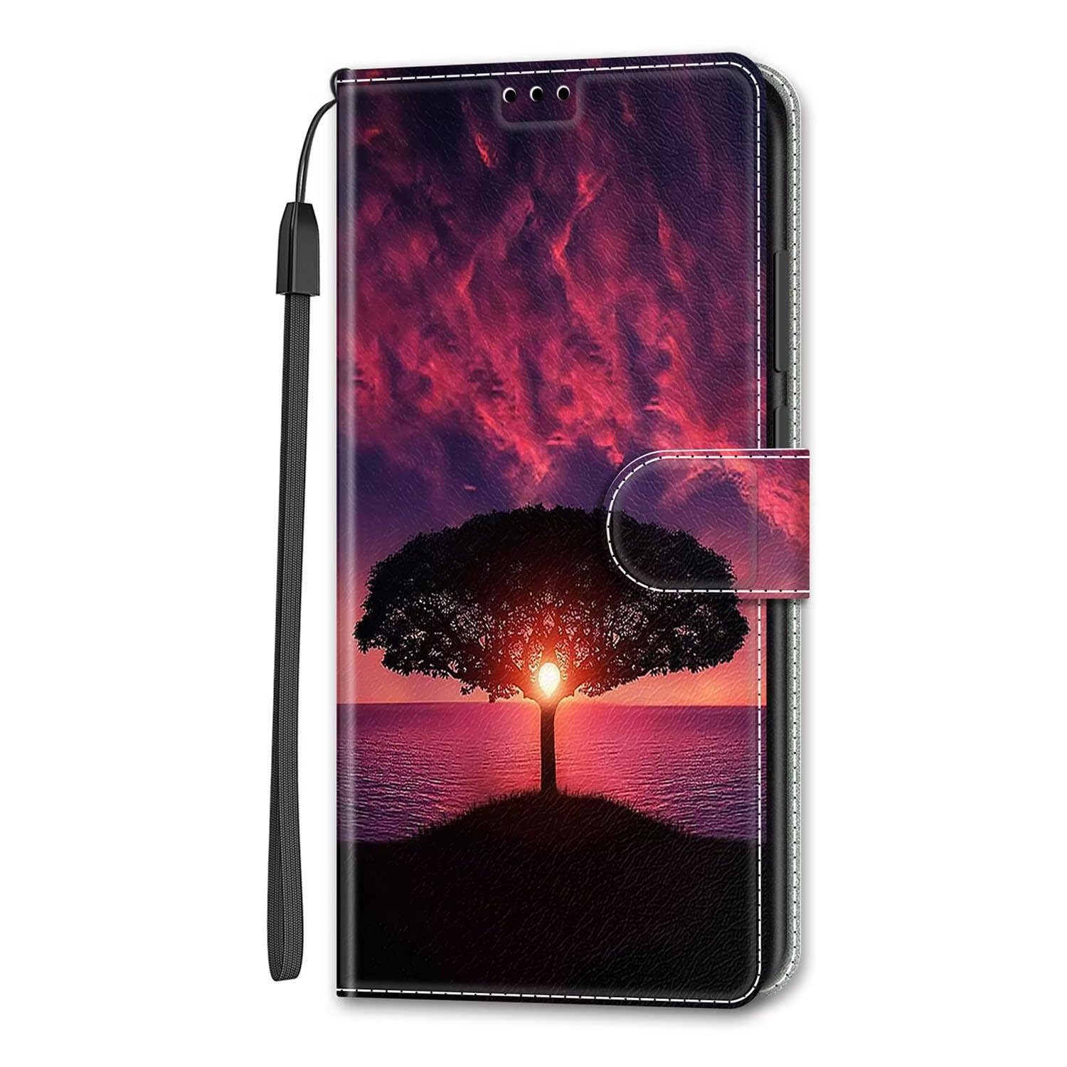 Miagon Full Body Wallet Case for Samsung Galaxy A53 5G,Colorful Pattern Design PU Leather Flip Cover with Magnetic Closure Stand Card Slot,Sunset Tree