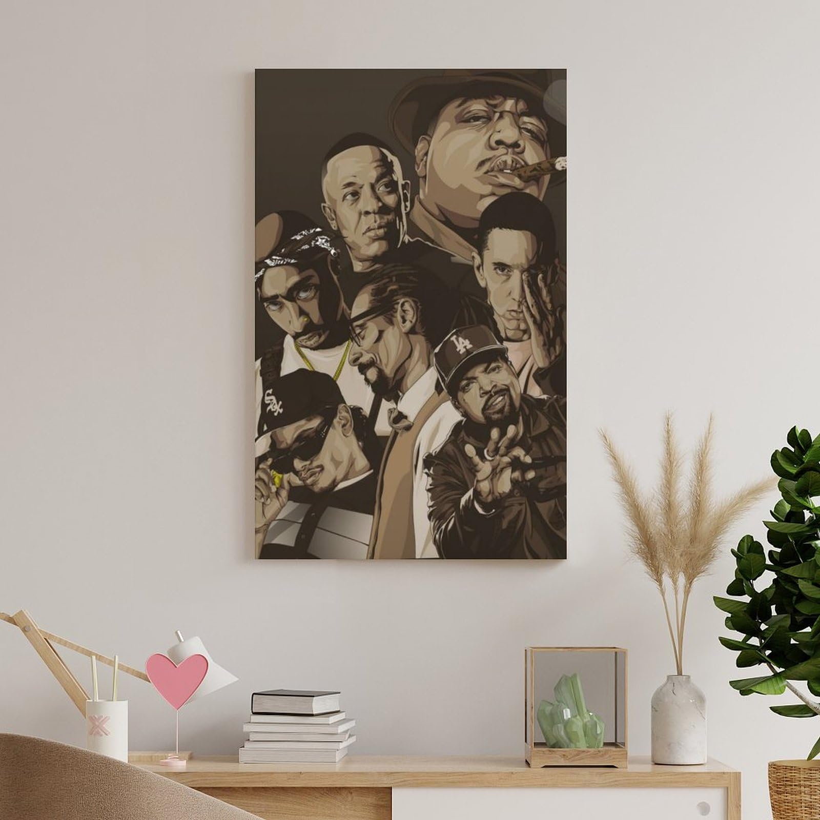 Stampa artistica da parete su tela, motivo: cantante rap, hip hop, tutte le stelle, stampa artistica da parete, poster artistico per stanza, 60 x 90 cm