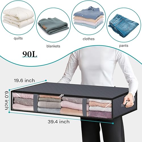 Miniatura 3 de BlissTotes Bolsas de almacenamiento, organizadores y almacenamiento de armario, contenedores de almacenamiento plegables con asas reforzadas,