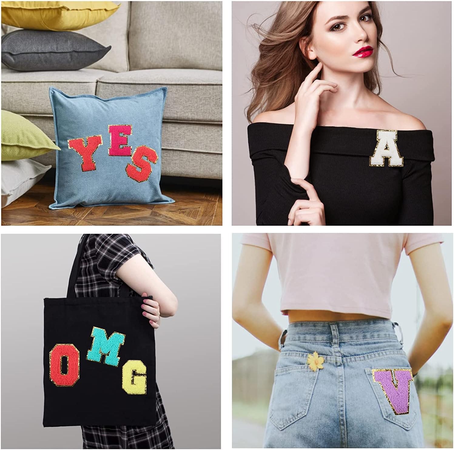 Letter Patch Iron on,Chenille Iron on Varsity Letter Patch,26Pcs Chenille Varsity Alphabet A-Z Patches for Jackets,DIY Supplies White : Arts, Crafts & Sewing