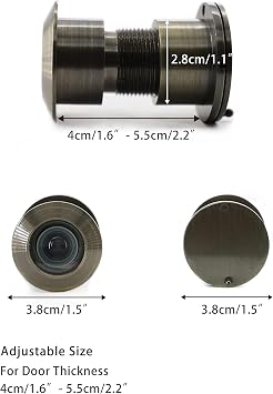 TOGU TG3828YG-ABZ Solid Brass UL Listed HD Glass Lens 220-degree Door Viewer Peephole with Heavy Duty Privacy Cover for 1-3/5 to 2-1/6 Doors, Antique Bronze Finish