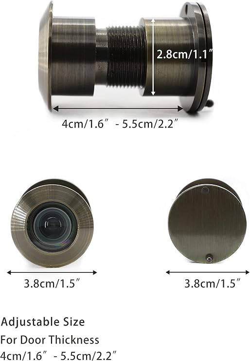TOGU TG3828YG-ABZ Solid Brass UL Listed HD Glass Lens 220-degree Door Viewer Peephole with Heavy Duty Privacy Cover for 1-3/5 to 2-1/6 Doors, Antique Bronze Finish