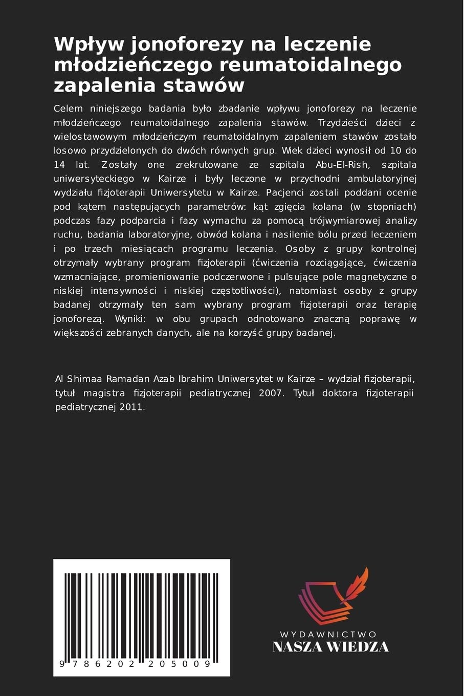Wplyw jonoforezy na leczenie mlodzieńczego reumatoidalnego zapalenia stawów: M¿odzie¿cze reumatoidalne zapalenie stawów
