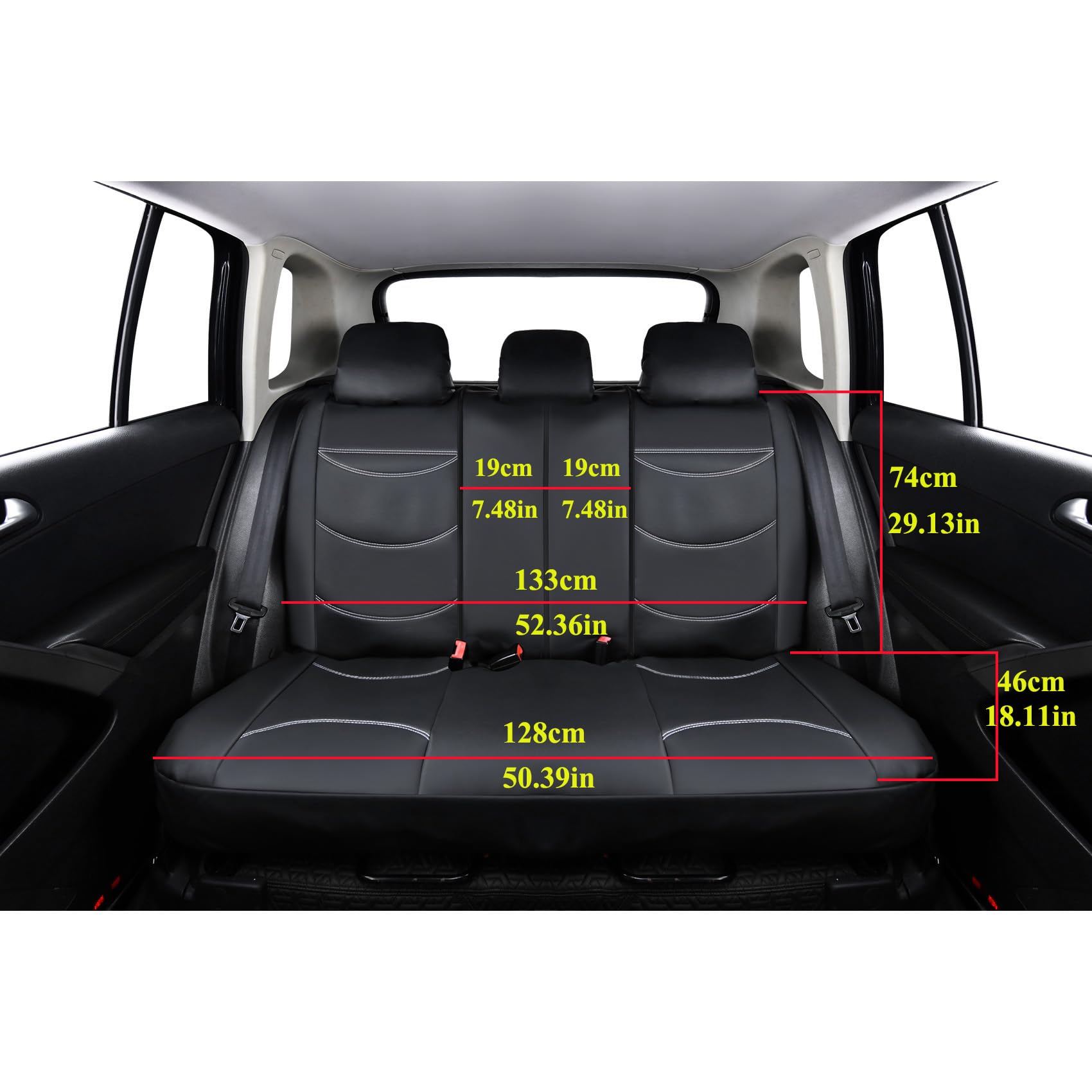 Uniwersalne wodoodporne pokrowce na siedzenia ze skóry Napa, kompletny zestaw, pasuje do Mitsubishi ASX Eclipse Cross L200 Lancer Mirage Outlander Shogun (czarny)