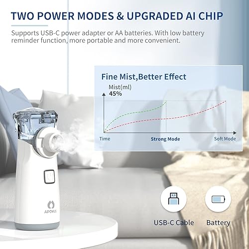 Miniatura 8 de Nebulizador portátil - Nebulizador para adultos y niños, máquina nebulizadora para adultos y niños con 3 modos, boquilla nebulizadora y accesorios