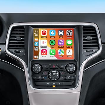 Car Stereo Radio Compatible for Jeep Grand Cherokee 2014, 2018 with Carplay Android Auto GPS Navigation 8.4in Touchscreen Car Radio Player with Bluetooth Wifi FM/RDS SWC Split Screen + Backup Camera