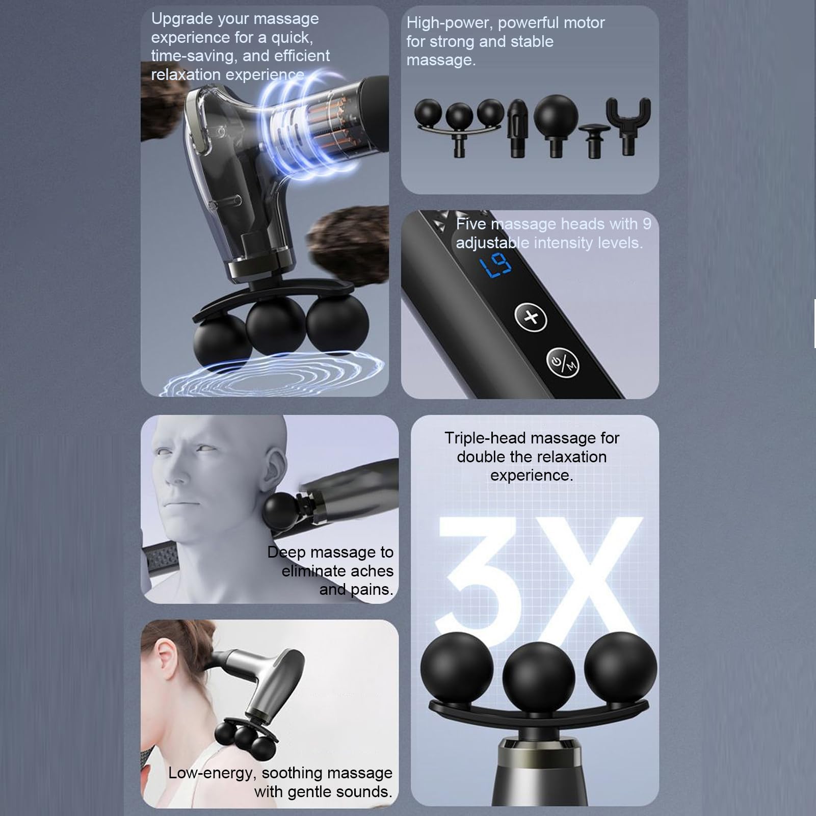 Masajeador de Percusión Eléctrico Dispositivo Relajación Muscular | Masaje Cervical para Hombres Mujeres Deportistas Trabajadores Profesionales Viajeros Hogar Oficina Gimnasio