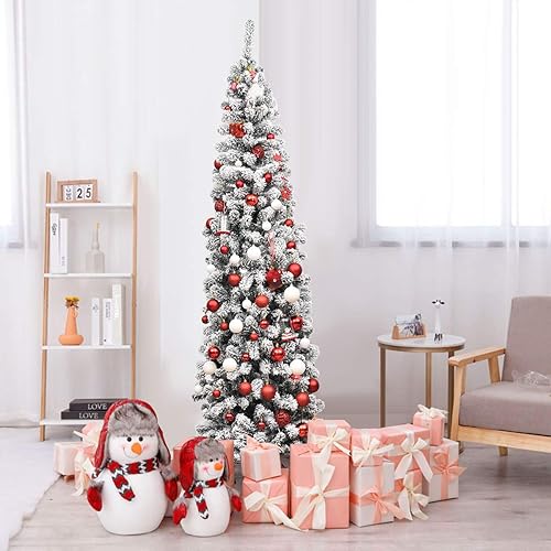 Miniatura 108 de Goplus - Árbol de Navidad artificial cónico de 6 pies, 340 puntas de rama, agujas de cloruro de polivinilo premium, delgado con soporte de metal