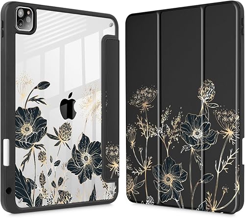 May Chen Funda para iPad de 12.9 pulgadas (65433 generación, 2022202120202018), soporte para lápiz + soporte triple para apagado y encendido