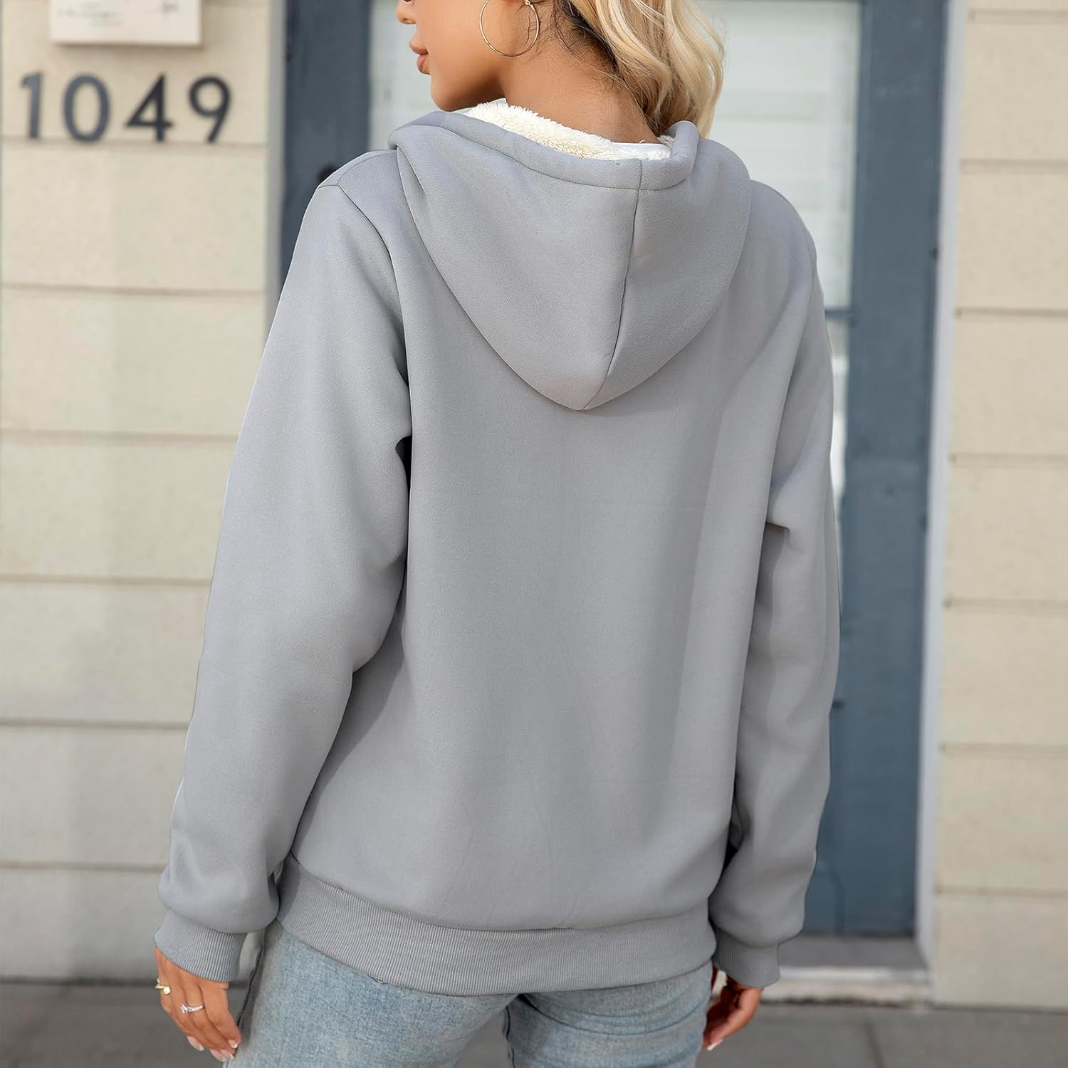 Women's Sherpa Lined Full Zip Hoodie-Ultra Warm Winter Sweatshirt Jacket, Thick Fleece, Drawstring Hood for Daily Wear