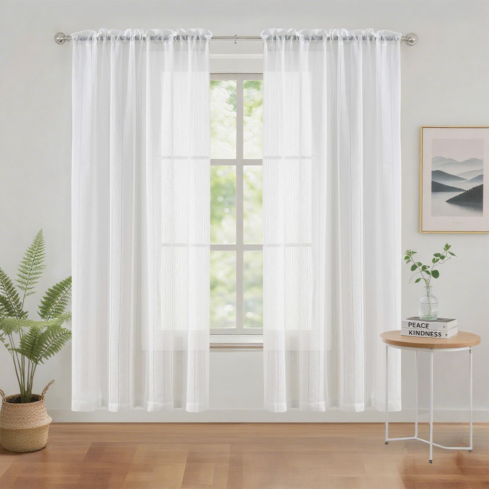 NAKIHOUSE Voile Curtain, 2 Panels Net Curtains for Windows 84 Drop, Elegant Slot Top Sheer Curtains, Light Filtering Voile Curtains for Living Room, Breathable & Graceful Window Drapes — image 1