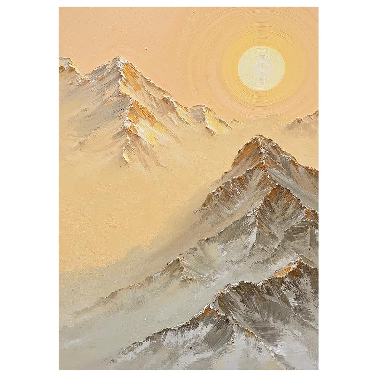 LCDIUDIU Mountain Landscape Canvas Wall Art Hand Painted Textured Sunlit Golden Mountain Wall Art Unframed Abstract Sunrise Mountain Wall Decor Artwork for Living Room Bedroom Office 120X180Cm(48X72