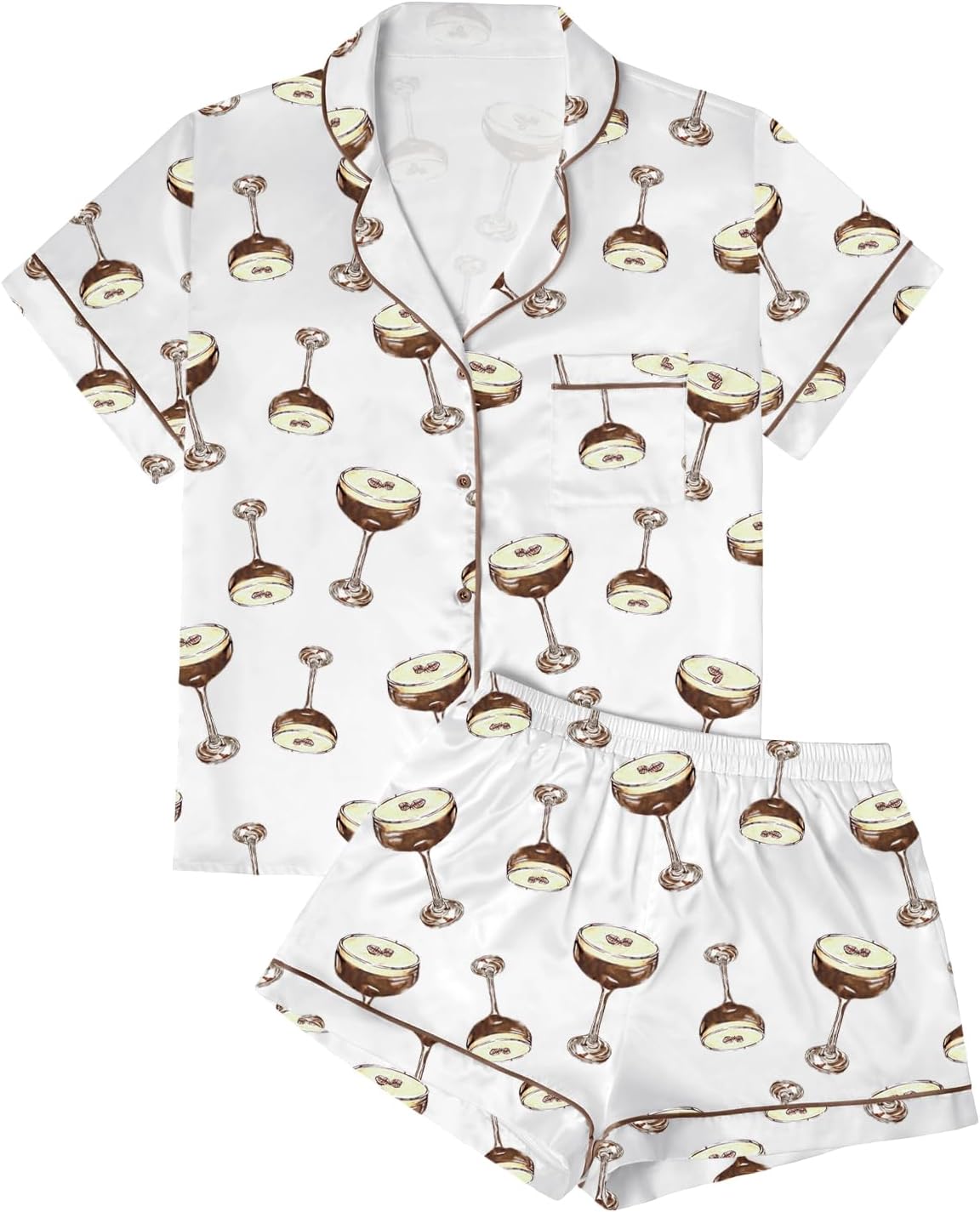 GKBK Womens Satin Pajamas Set Button Down 2 Piece Silk Pjs Shorts Sleeve Loungewear Sets Sleepwear