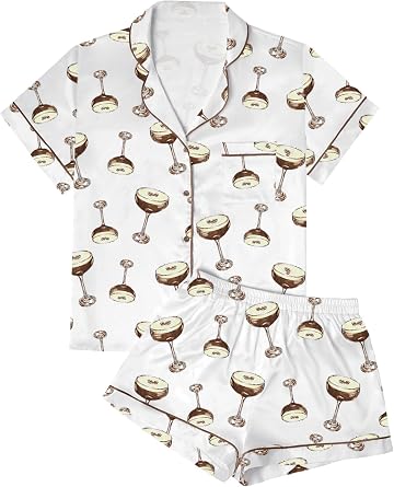 GKBK Womens Satin Pajamas Set Button Down 2 Piece Silk Pjs Shorts Sleeve Loungewear Sets Sleepwear