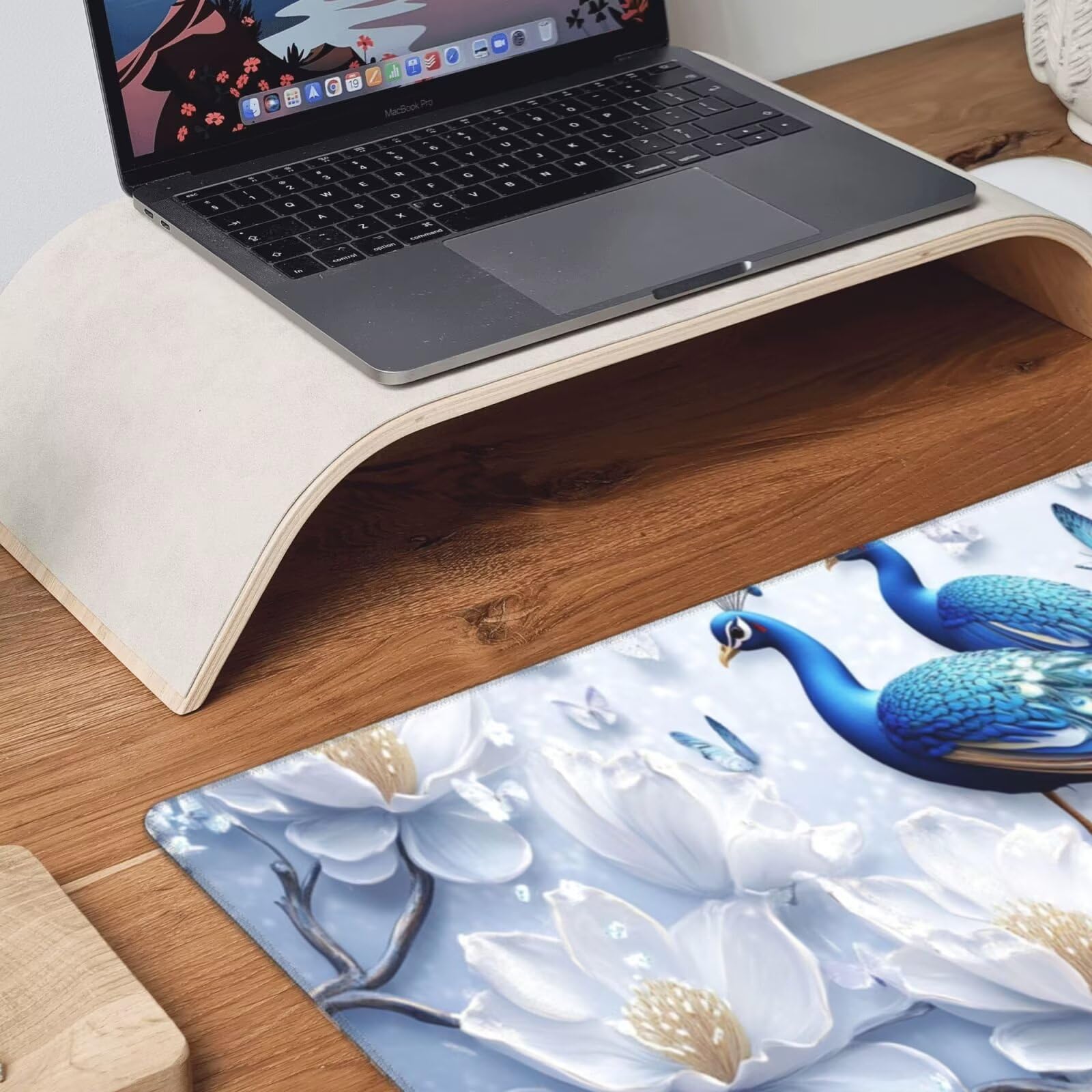 Biała podkładka pod mysz XXL paw mata na biurko 1600 x 800 x 3 mm zmywalna podkładka do gier na laptopa, z antypoślizgową gumową podkładką dla graczy, PC, pracowników biurowych Y511