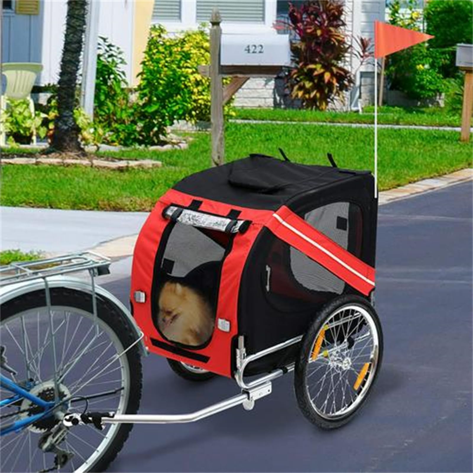 Carrello per cani,Rimorchio per animali da compagnia pieghevole, auto per cani traspirante, può entrare nella parte anteriore e posteriore adatto per interni ed esterni