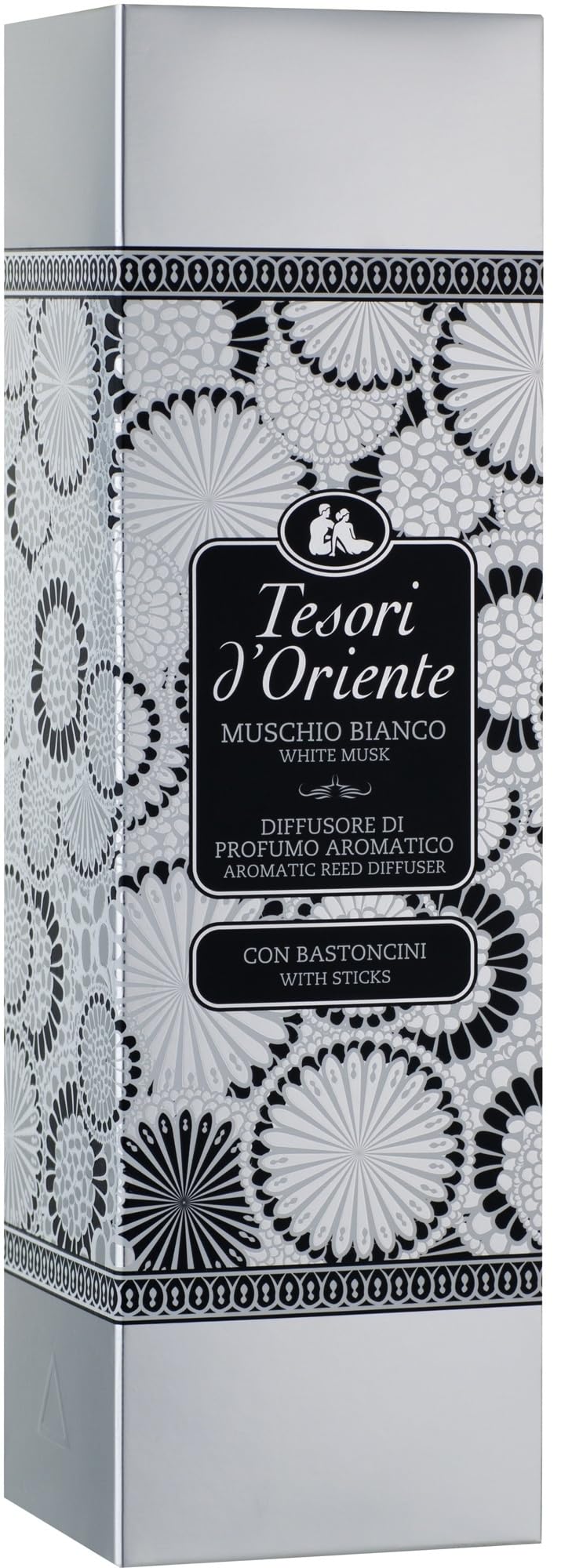 Tesori D´Oriente Lot de 6 diffuseurs de musc blanc pour bâtonnets Diffuseur de parfum d'ambiance avec bâtonnets 200 ml + porte-clés Beni Culinari