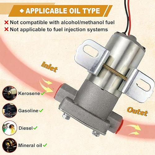 Miniatura 6 de USTAR Bomba de combustible eléctrica 97 GPH 7 PSI Sustituye 12-801-1 Uso Multifuncional Fácil de Instalar Confiable (97 GPH)